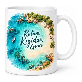 Kıyı Rotası Tasarımlı Porselen Kupa - MODEL 464