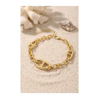 Pirinç Gold Renk Gemici Zincir Model Kadın Bileklik