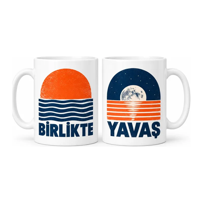 Birlikte Yavaş 2'li Porselen Kupa Seti - MODEL 705