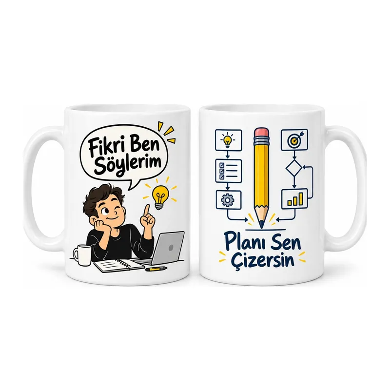 Fikir ve Plan 2'li Porselen Kupa Seti - MODEL 494