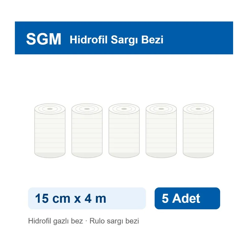 SGM Hidrofil Sargı Bezi 15 cm x 4 m 5 Adet