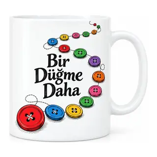 Bir Düğme Daha Tasarımlı Porselen Kupa - MODEL 521