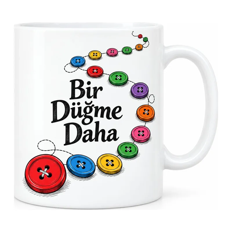 Bir Düğme Daha Tasarımlı Porselen Kupa - MODEL 521