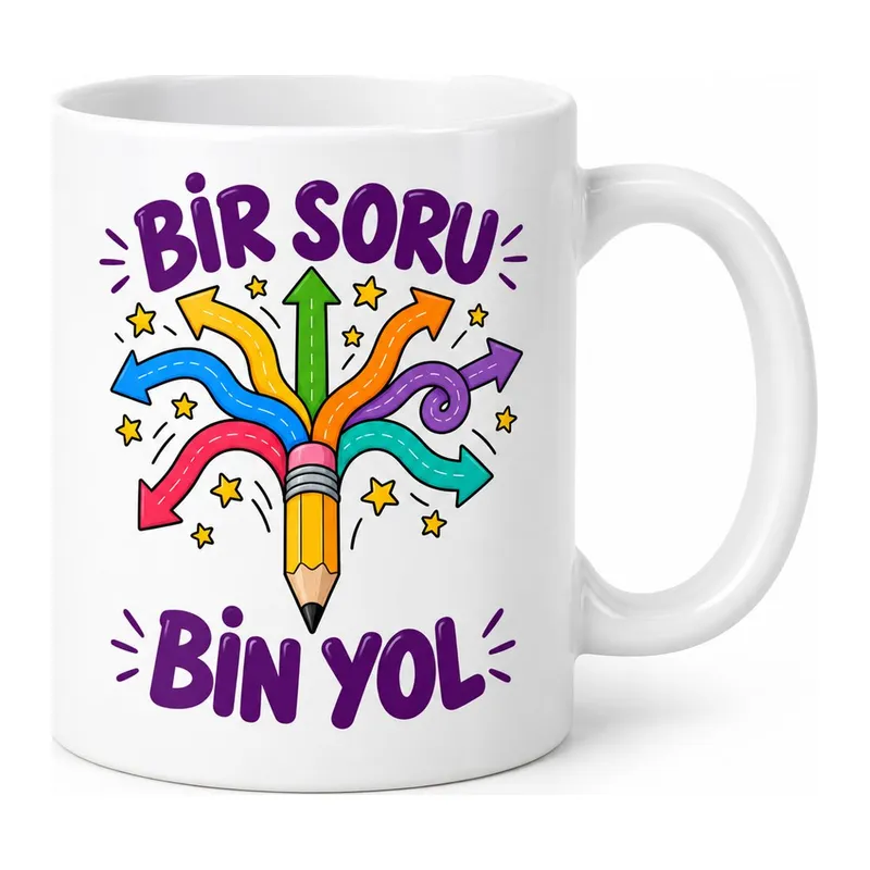 Bir Soru Bin Yol Tasarımlı Porselen Kupa - MODEL 328