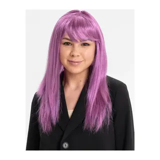 Rose Pembe Renk Düz Kesim Uzun Parti Peruğu Takma Saç