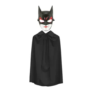 Batman Maskesi Cat Woman ve Batman Pelerini 90 cm Siyah Renk Set