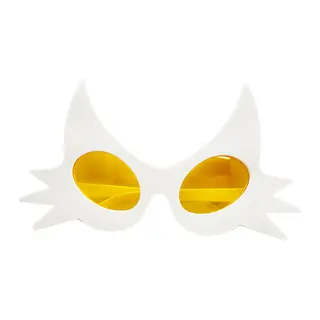 Beyaz Renk Bıyık Tasarımlı Kedi Parti Gözlüğü 19x11 cm