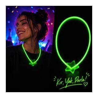 Fosforlu Yıldız Parti Kolyesi? Neon Işıklı Kolye Yeşil Renk