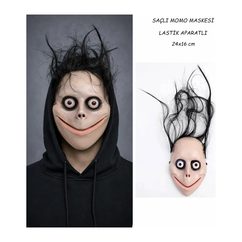 Saçlı Momo Korku Maskesi 24x16 cm