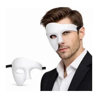 Beyaz Yarım Erkek Maske? Phantom Parti & Balo Maskesi