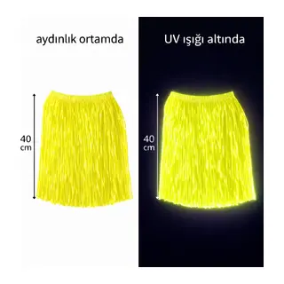 Neon Sarı Hawaii Parti Eteği 40 cm