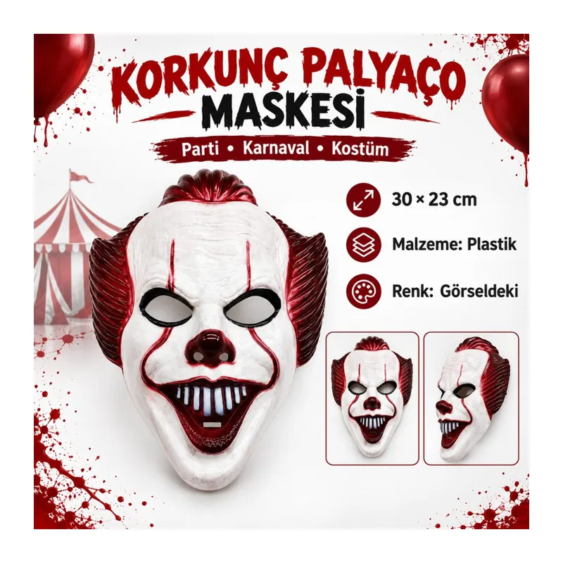 Plastik Joker Maskesi Killer Palyaço Maskesi