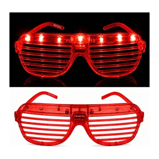 LED Işıklı Panjur Parti Gözlüğü Kırmızı Renk Shutter Gözlük