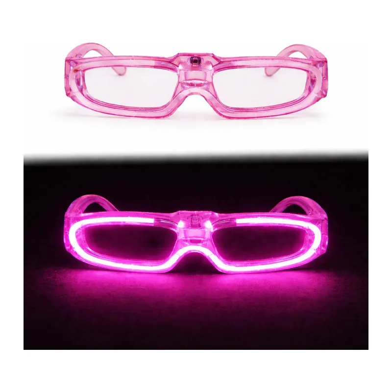 Pembe LED Işıklı Parti Gözlüğü 3 Modlu? Glow & Gece Eğlence Gözlüğü