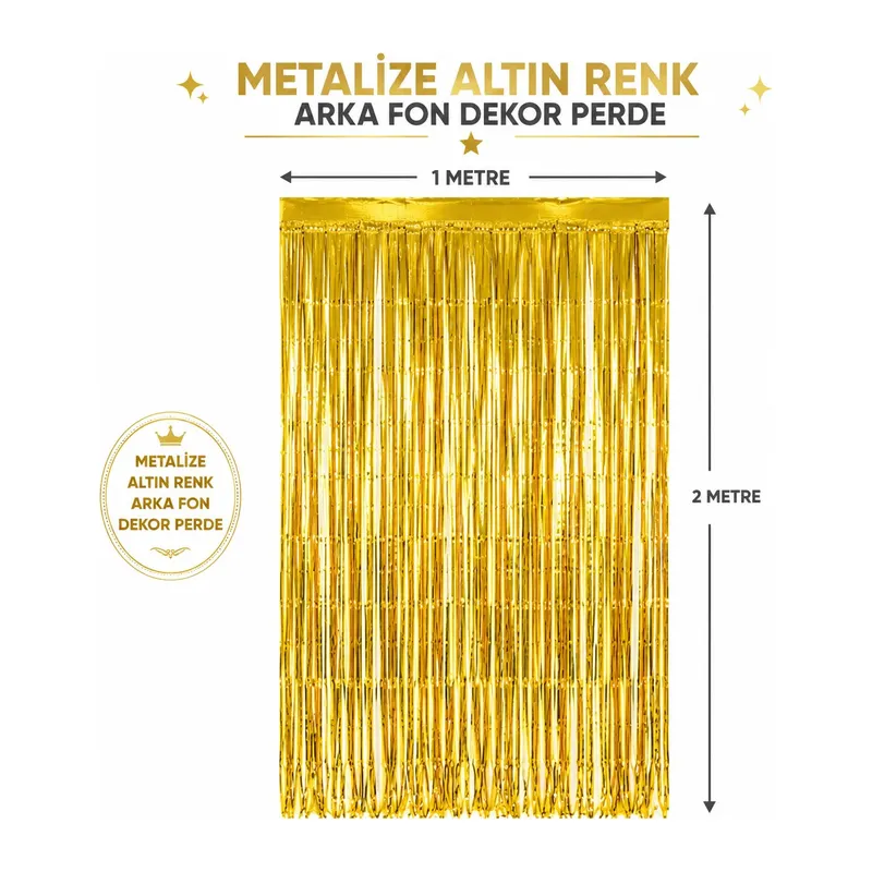 Gold Metalize Parti Perdesi 100x200 cm? Kapı ve Arka Fon Perdesi