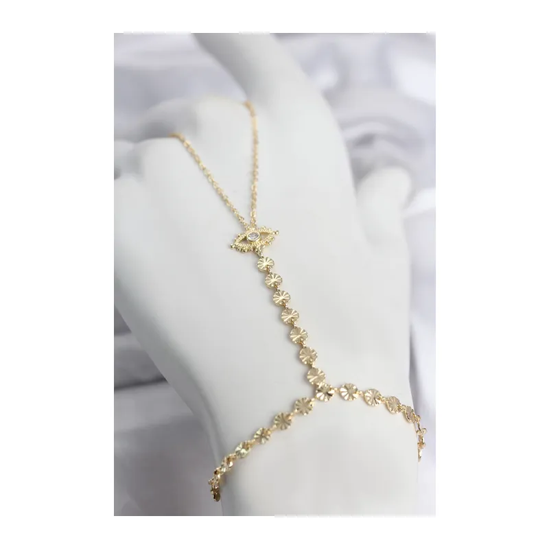 Gold Renk Pirinç Zirkon Taşlı Göz Model Şahmeran