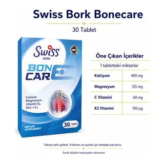 Swiss Bork Bonecare Kalsiyum ve Magnezyum 30 Tablet