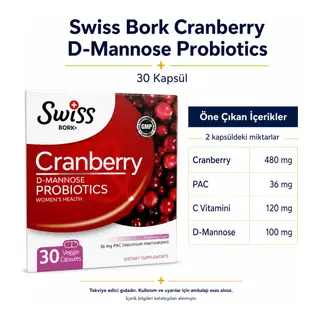 Swiss Bork Cranberry D-Mannose Probiyotik Kompleksi 30 Kapsül