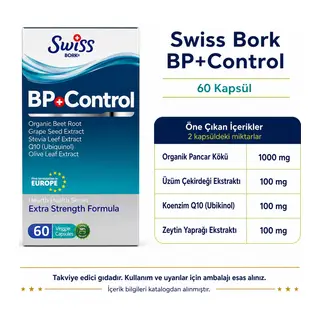 Swiss Bork BP+Control Bitkisel Kompleks ve Koenzim Q10 60 Kapsül