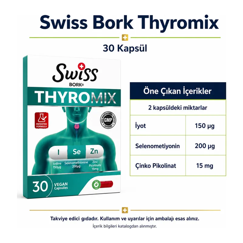 Swiss Bork Thyromix İyot Selenyum ve Çinko 30 Kapsül