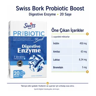 Swiss Bork Probiotic Boost Digestive Enzyme 20 Saşe