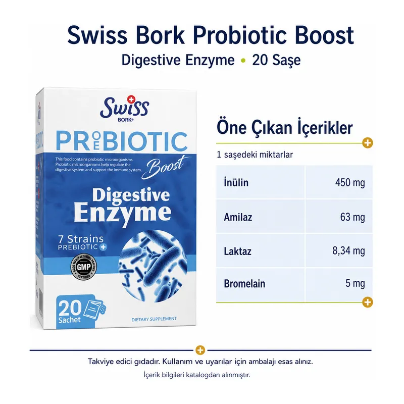 Swiss Bork Probiotic Boost Digestive Enzyme 20 Saşe