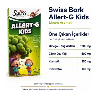 Swiss Bork Allert-G Kids Limon Aromalı Sıvı Takviye