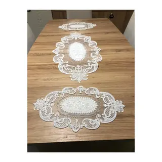 Salon Oda Takımı Dantelli Runner Set Üç Parça