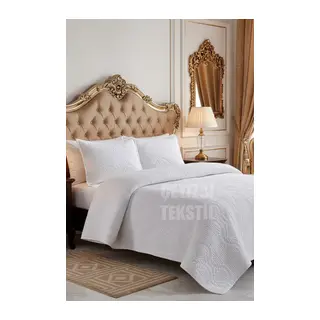 Çift Kişilik Dantelsiz Yatak örtüsü Ekru