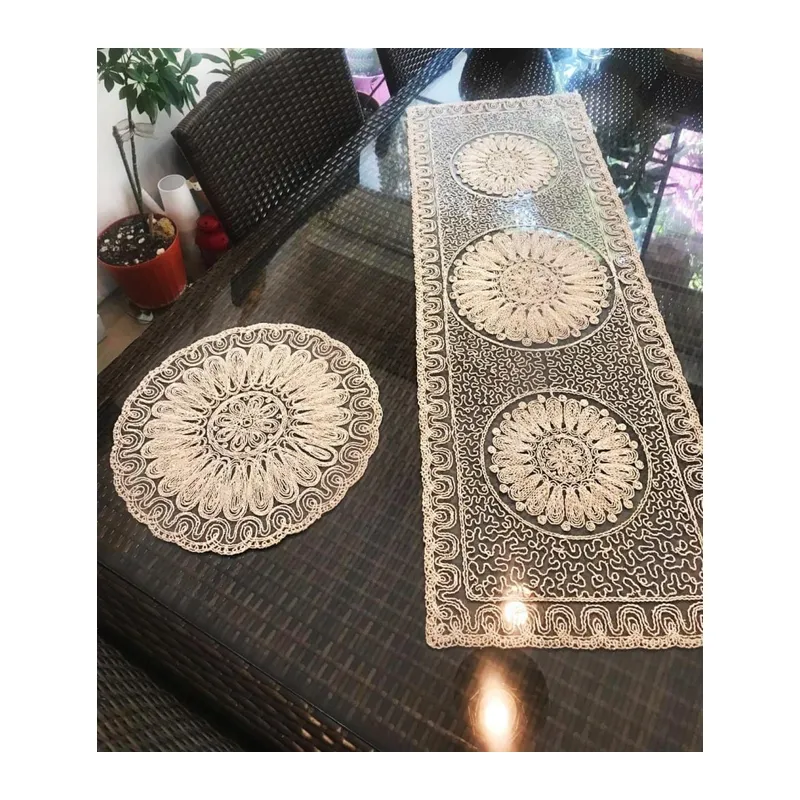 Fransız Dantelli Runner ve Supla Takımı (1 Runner, 6 Supla)
