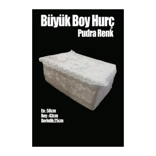 Çeyizlik Büyük Tek Hurç Çiçekli, Kadife Tek Hurç Çeyizlik Dantelli Hurç, Pudra Büyük Boy Hurç