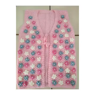İncili elişi papatyalı yeni model gelin yeleği Pembe