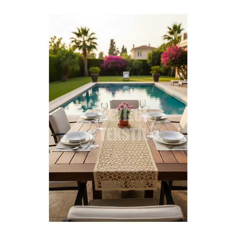 Fransız Dantel Detaylı Tek Runner, Masa Üzerine Runner, Masa Örtüsü Runneri