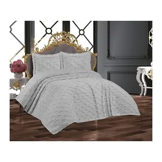 Çift Kişilik Yatak Örtüsü Gri 6 Parça Yatak Örtüsü Bedspread