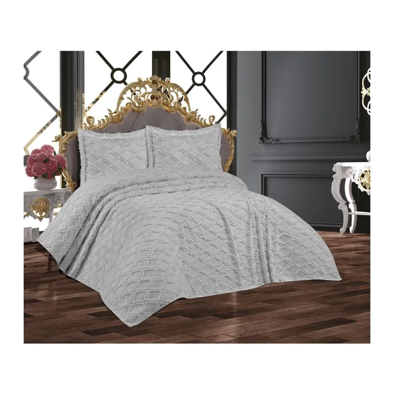 Çift Kişilik Yatak Örtüsü Gri 6 Parça Yatak Örtüsü Bedspread
