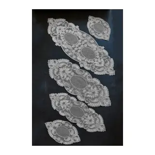 5 Parça Salon Takımı Fransız Dantelli Salon Takımı - Gri