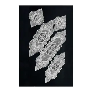 5 Parça Salon Takımı Fransız Dantelli Salon Takımı krem beyaz