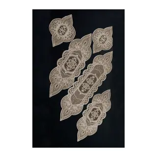 5 Parça Salon Takımı Fransız Dantelli Salon Takımı - Kahve