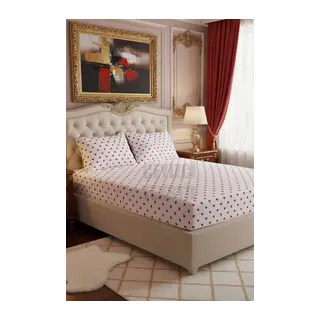 Lastikli Çarşaf 2 Yastık Kılıfı - Kalp