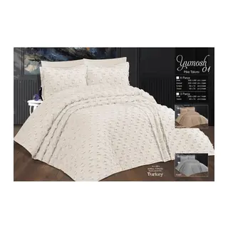 Çift Kişilik Yatak Örtüsü KREM 3 Parça Yatak Örtüsü Bedspread