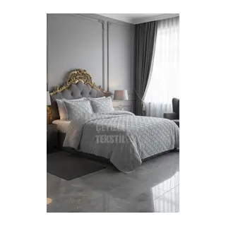 Çift Kişilik Yatak Örtüsü Gri 3 Parça Yatak Örtüsü Bedspread