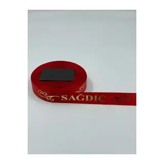 Sağdıç Baskılı Kol Kurdelesi - Kırmızı - 1 TOP - 50 METRE