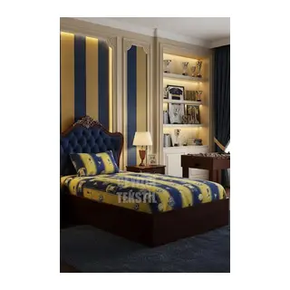 Lastikli Çarşaf ve 1 Yastık Kılıfı - SARI LACİVERT - TARAFTAR - TEK KİŞİLİK