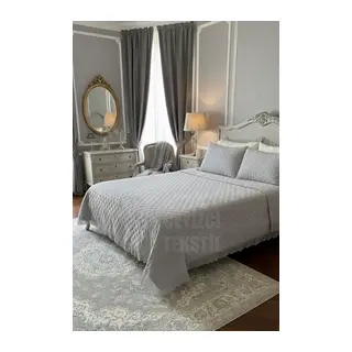 GRİ YATAK ÖRTÜSÜ DANTELLİ