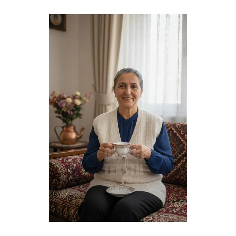 Düğmeli Yumoş Yelek Krem