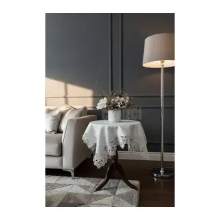 Fransız Dantelli Keten Fiskos, Gardenya Kumaş Fiskos 100x100cm