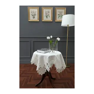 Fransız Dantelli Keten Fiskos, Gardenya Kumaş Fiskos 100x100cm