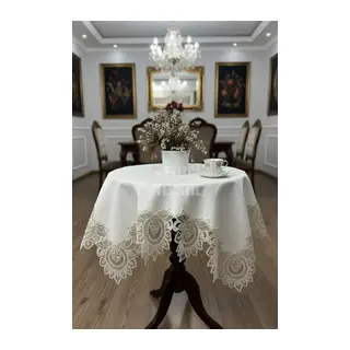 Fransız Dantelli Keten Fiskos, Gardenya Kumaş Fiskos 100x100cm