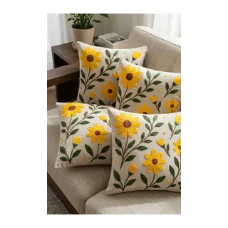 4lü Kırlent Kılıfı, Dijital Baskılı Çift Taraflı Kırlent Kılıfı 45x45cm