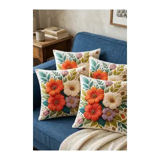 4lü Kırlent Kılıfı, Dijital Baskılı Çift Taraflı Kırlent Kılıfı 45x45cm